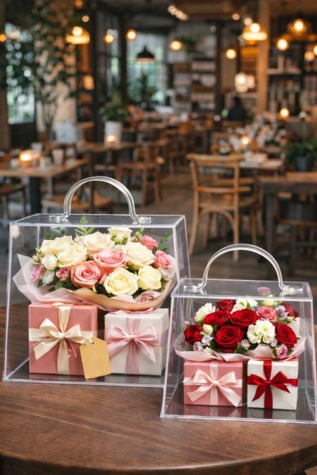 صندوق اكروليك زجاجي على شكل هرم طقم 2 قطعه